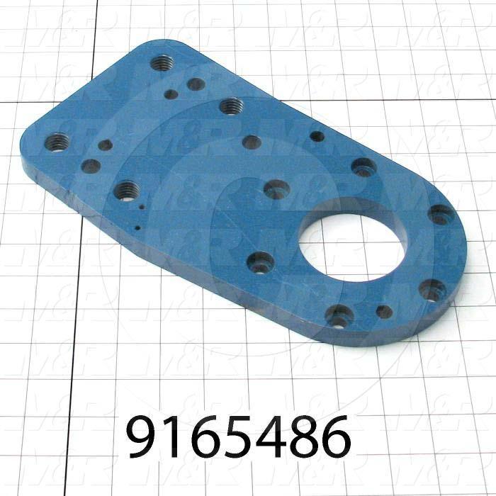 Fabricated Parts, Index Reducer Mtg Bracket, 11.37 in. Length, 6.00 in. Width, 5/8 in. Thickness, Painted Blue Finish